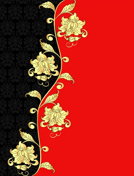 Gold(en) 模式与花装饰背景 — 图库矢量图片