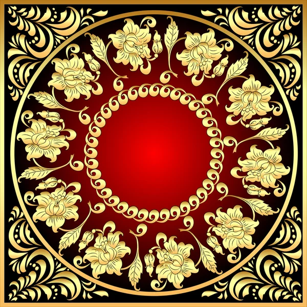 Рамка фон с золотом (ru) узор с цветком — стоковый вектор