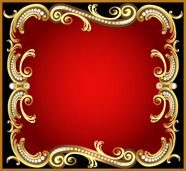 Decoratief frame met patroon goud parel — Stockvector