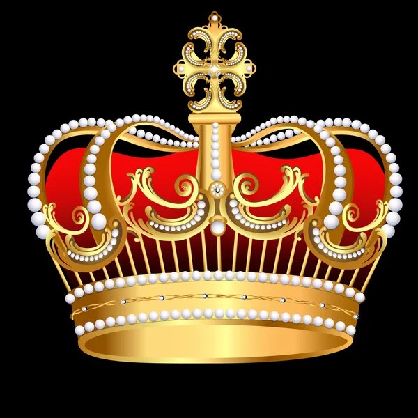 Tsarens guld corona med pärla och mönster — Stock vektor