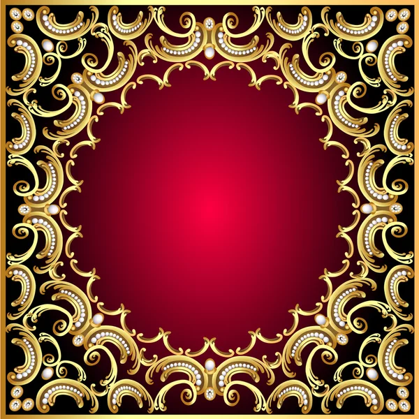 珍珠和 gold(en) 模式的背景架 — 图库矢量图片
