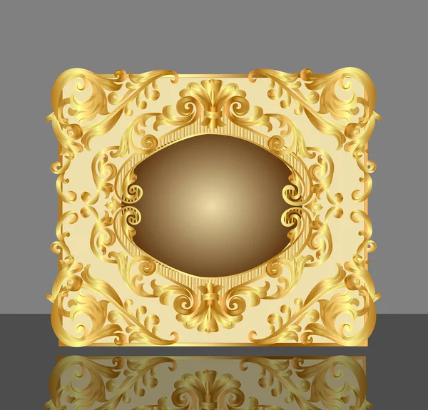 Фонова рамка з золотим візерунком (en) і відображенням — стоковий вектор