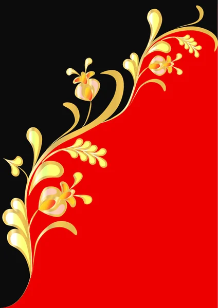 Floral achtergrond op rood en zwart — Stockvector