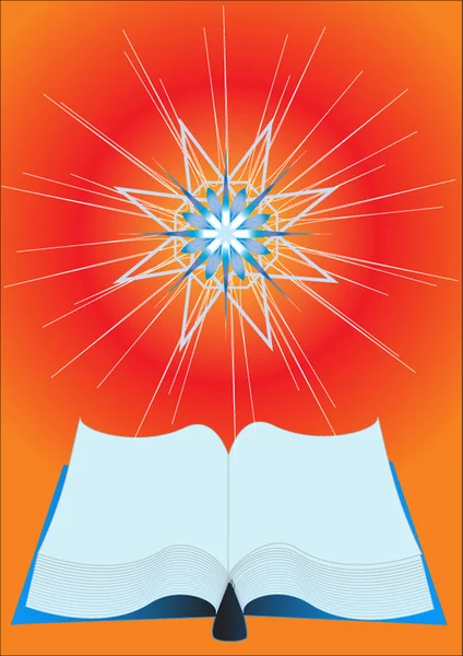 Buch und leuchtender Stern — Stockvektor