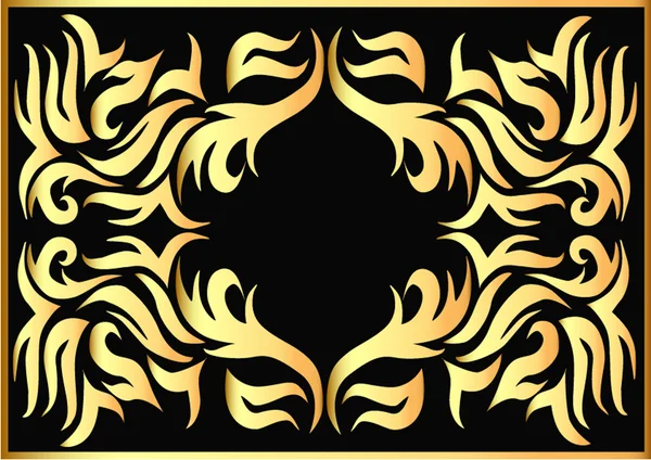 Guld mönster på svart bakgrund — Stock vektor