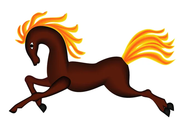 Paard uitgevoerd met het ontwikkelen van brandende mane — Stockvector