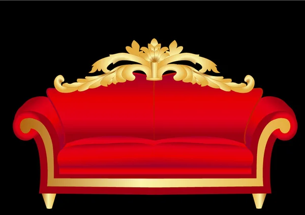 Sofá rojo con patrón en negro — Vector de stock