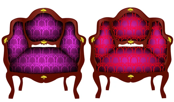 Zwei Stühle mit goldenen Details — Stockvektor