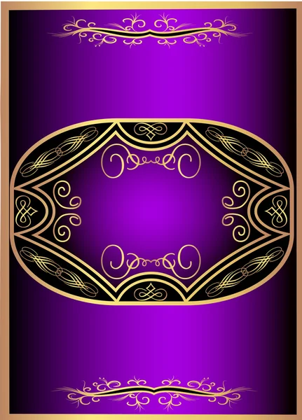 Violet with gold label with pattern — Stock Vector