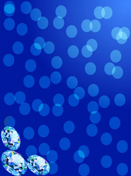 3 つの貴重な輝くダイヤモンドのブルーの背景 — ストックベクタ