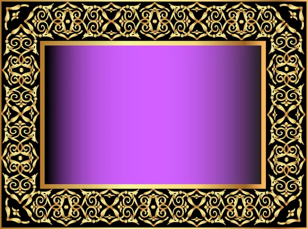 Fondo violeta con patrón antiguo dorado (es) — Vector de stock