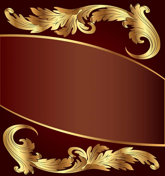 Brun bakgrund med gold(en) mönster — Stock vektor