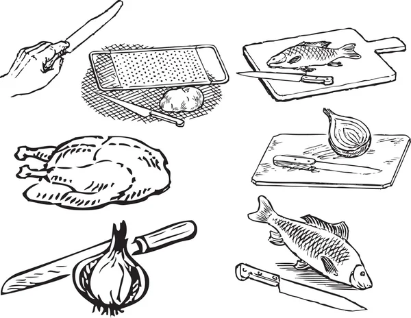 Alimentos en la cocina — Archivo Imágenes Vectoriales