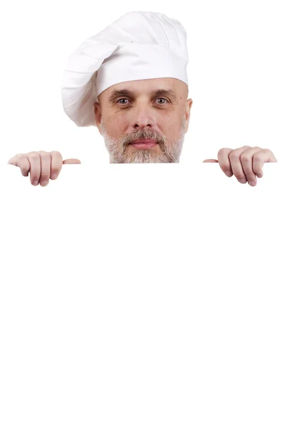 Шеф-повар держит табличку — стоковое фото