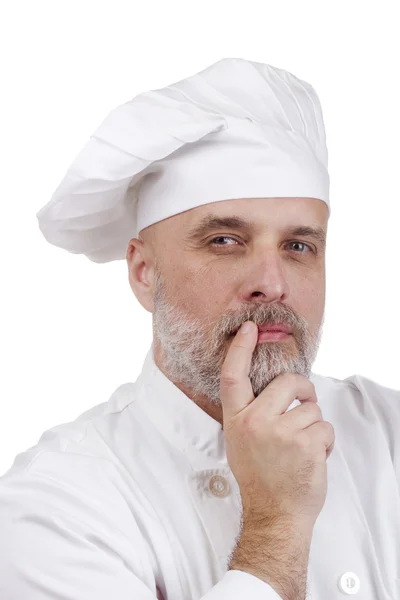 Portrét myšlení šéfkuchařeporträtt av en tänkande kock — Stockfoto