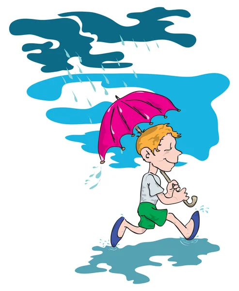 El niño bajo un paraguas — Archivo Imágenes Vectoriales