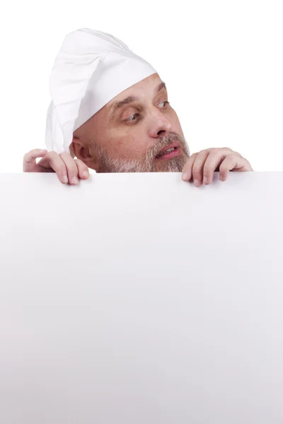 Chef Holding a Sign — Stock Photo, Image