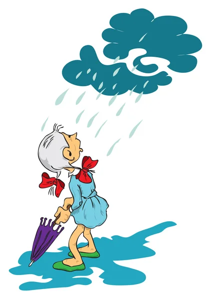 Mädchen und Regenschirm — Stockvektor