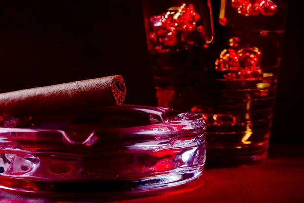 Cigar and Whiskey — Stock Photo, Image