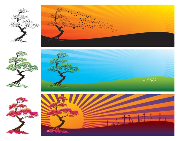 L'arbre dans le paysage — Image vectorielle