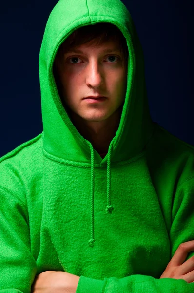 Young man in hood — Stock Photo, Image