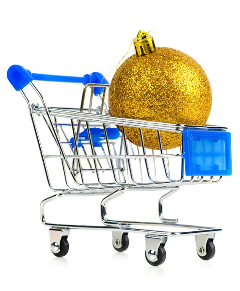 Cart with red gift box — Stock Photo, Image