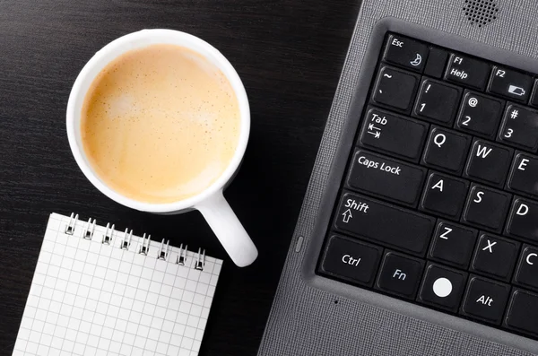 Laptop with cup of coffee — Stock Photo, Image