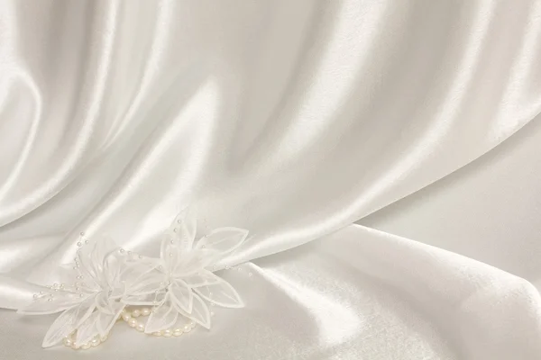 Textil esküvői háttér gyöngyökkel — Stock Fotó