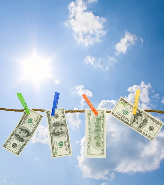 Dollars on a rope — Stock Photo, Image