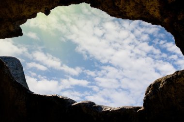 View through the window of the cave dwellings clipart