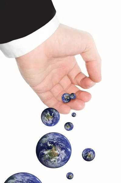 Earth globe in zakenman hand — Stockfoto