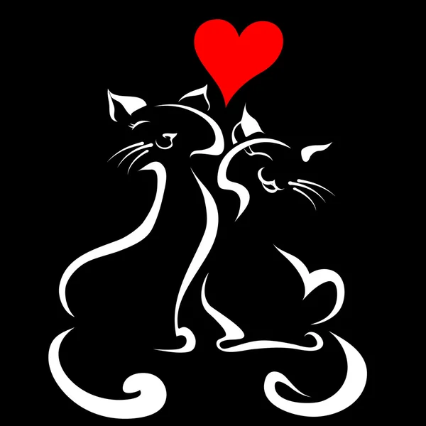 Счастливые влюблённые кошки — стоковый вектор