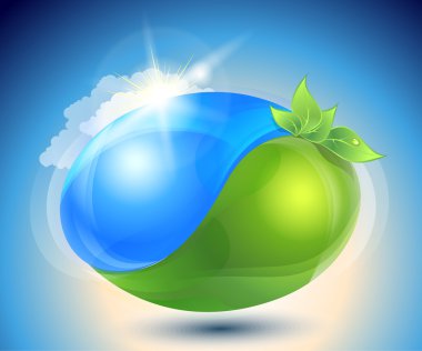 Eco-icon with nature yin-yang clipart