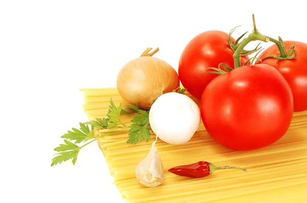 Gemüse und Spaghetti — Stockfoto