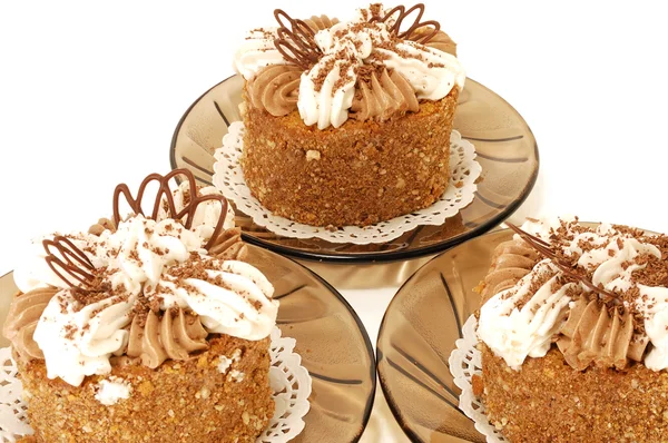 Three delicious cake with cream — Stock Photo, Image
