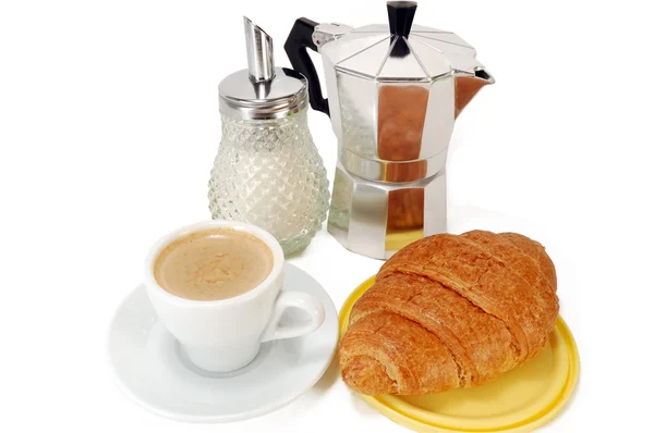 stock image Morning coffee with croissants