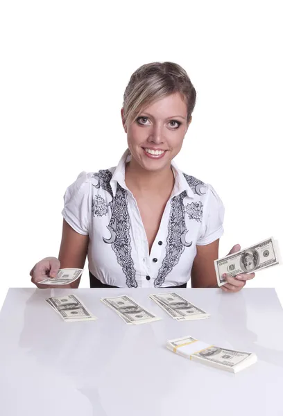 Mujer de negocios cuenta el dinero — Foto de Stock