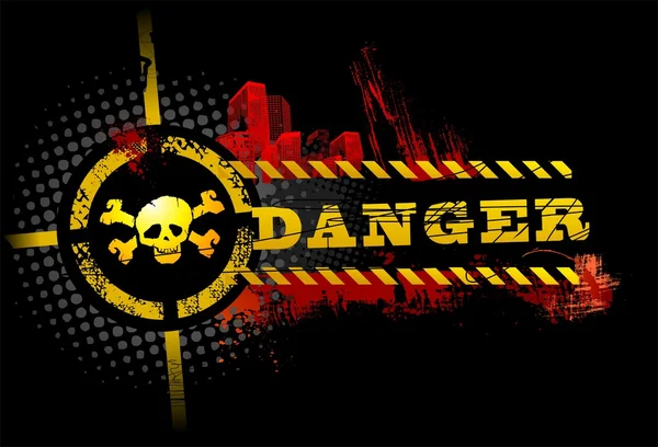 Black Urban Grunge Danger Skull — Stock Vector