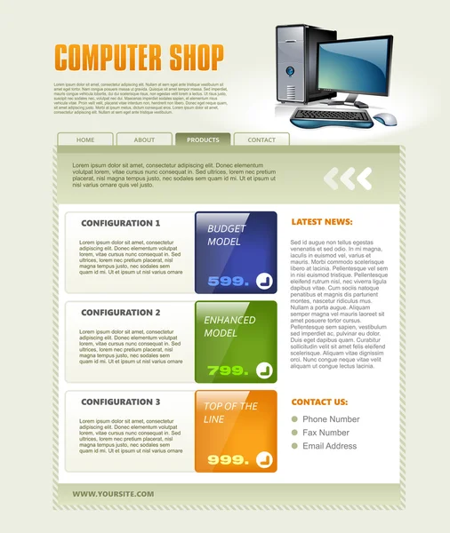 Computer Shop Web Page Template — Stock Vector