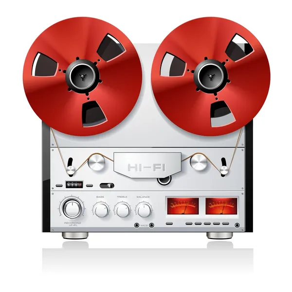 Vintage analog stereo reel için kaset çalar çalar kaydedici vec — Stok Vektör