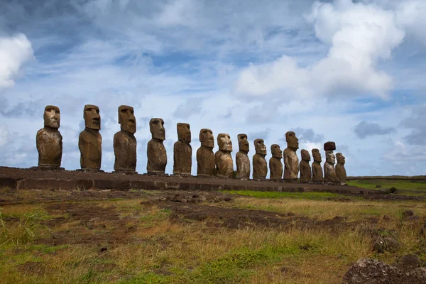 Easter Island Statues under blue sky Royalty Free Stock Photos
