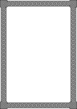 Vector elegant frame with ancient Greek traditional meander pattern - black illustration isolated on white background clipart