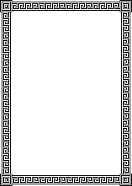 Marco elegante vectorial con patrón de meandro tradicional griego antiguo - ilustración negra aislada sobre fondo blanco — Vector de stock
