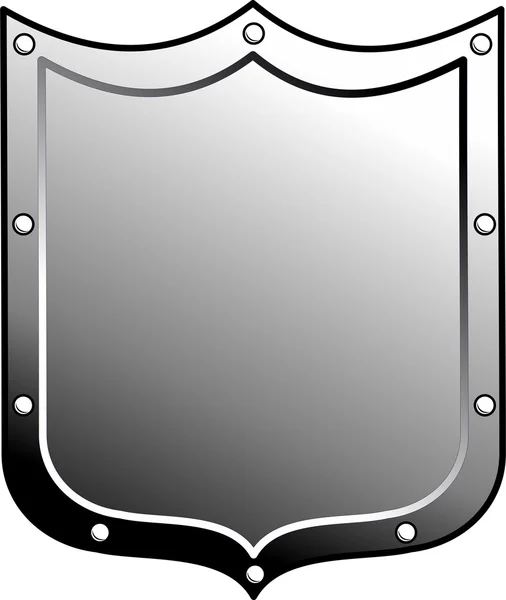 金属の紋章入りの盾。紋章のシンボルです。白い背景で隔離された図 — ストックベクタ