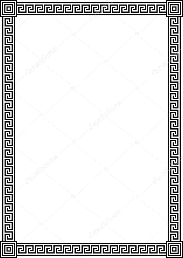 Vector elegant frame with ancient Greek traditional meander pattern - black illustration isolated on white background