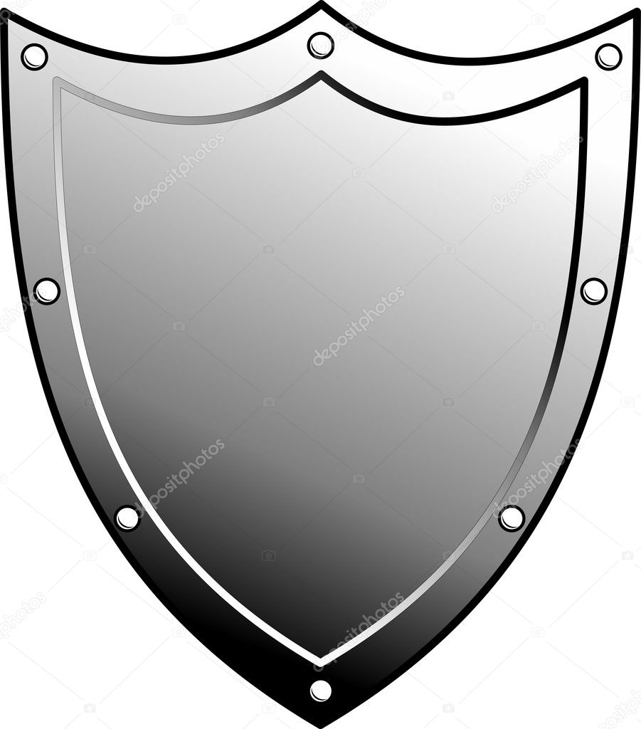 Vector metal heraldic shield. Armorial symbol. Isolated illustration on white background