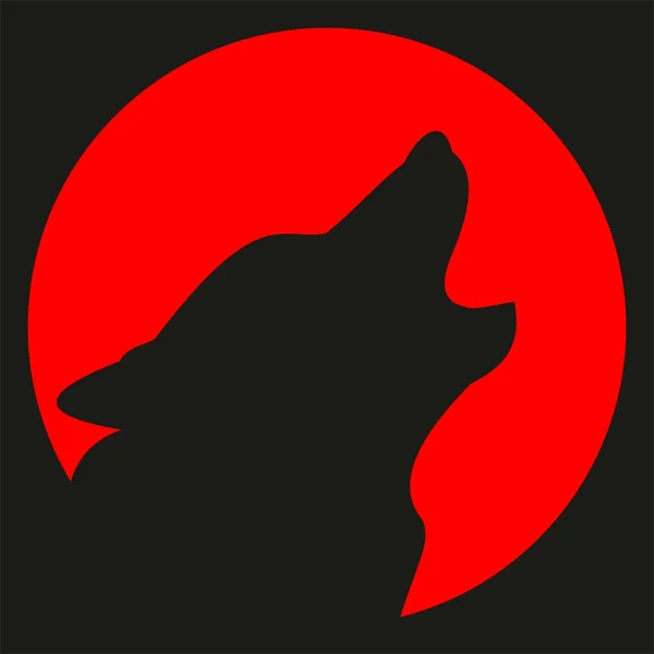 Avatar. Lobo y luna roja. Silueta. Halloween — Vector de stock