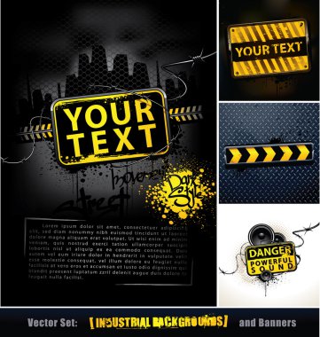 Vector set of industrial backgrounds and banners clipart