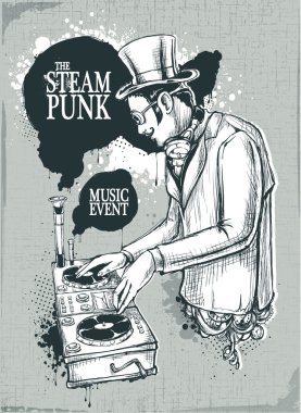 Steampunk musical poster clipart