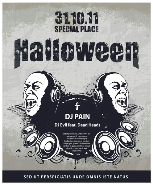 Grunziges Plakat für Halloween-Party — Stockvektor